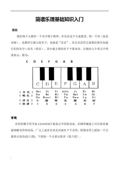 简谱乐理基础知识入门