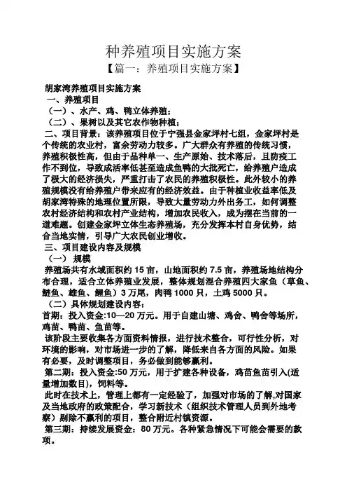 种养殖项目实施方案