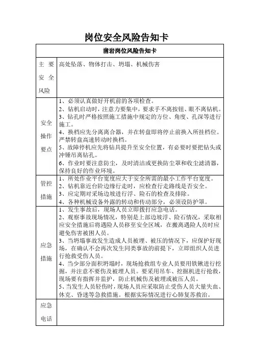 岗位安全风险告知牌