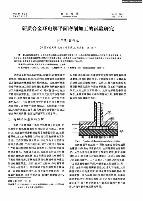 硬质合金环电解平面磨削加工的试验研究