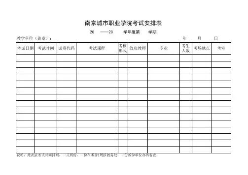 南京城市职业学院考试安排表