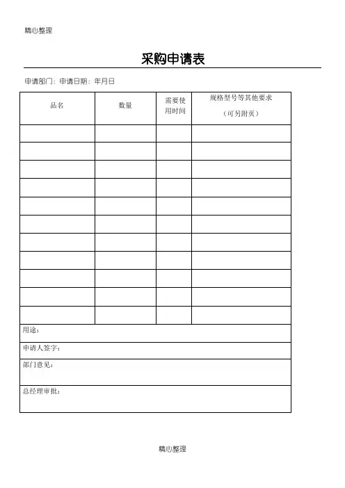 采购申请表格模板(采购操作规范,采购方法)
