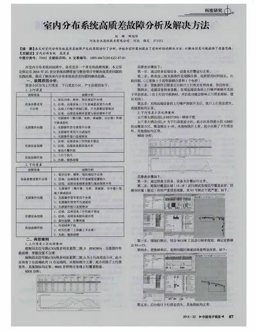 室内分布系统高质差故障分析及解决方法