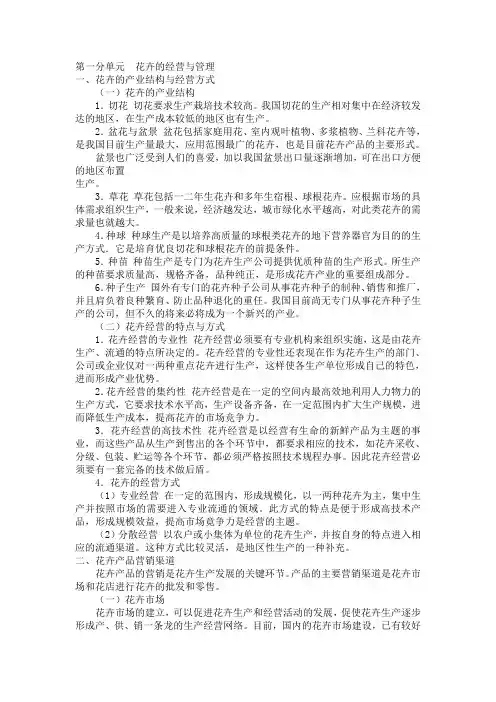 第八章 花卉生产的经营管理