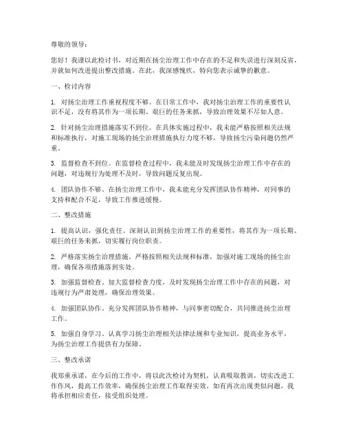 扬尘治理检讨书范文