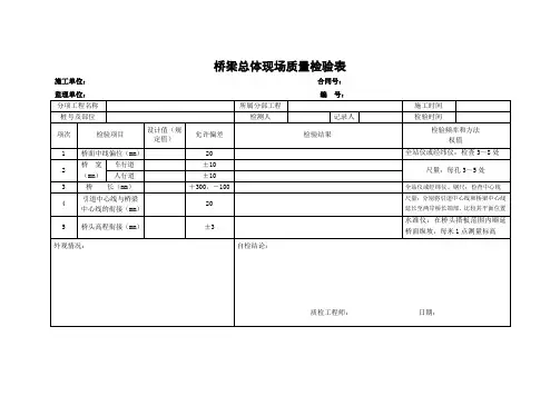 桥梁总体现场质量检验表