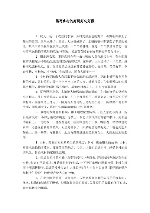 描写乡村的好词好句好段 2