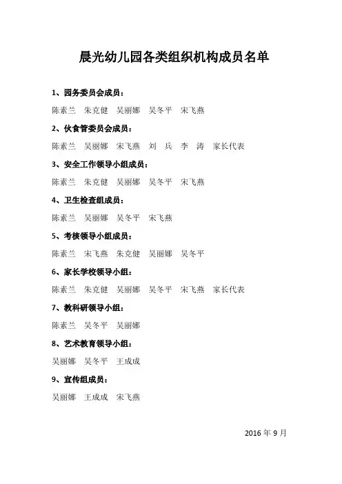 晨光幼儿园各类组织机构成员名单 (5)