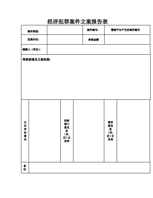 经济案件立案表样式