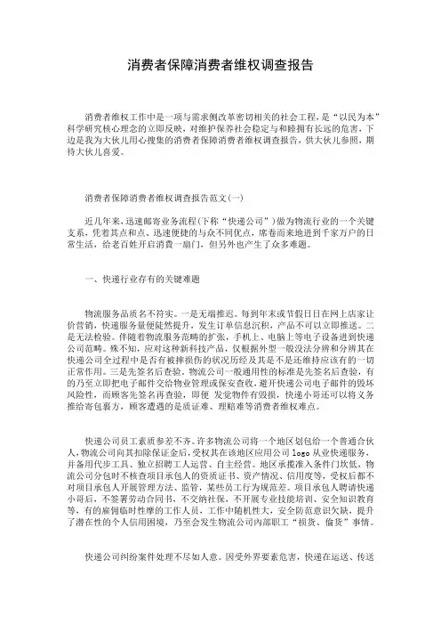 消费者保障消费者维权调查报告