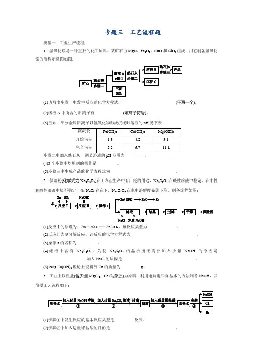 2020 初中化学工艺流程题