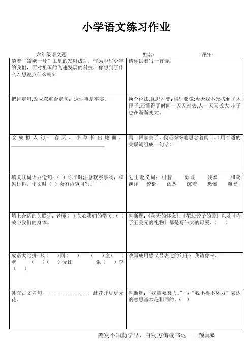 小学六年级语文期末冲刺训练1000题 (636)