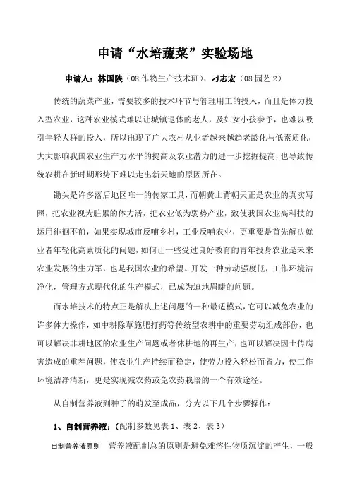 “水培蔬菜”方案