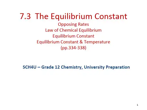 73 The Equilibrium Constant Opposing Rates Law of Chemical 73的反对率法化学平衡常数