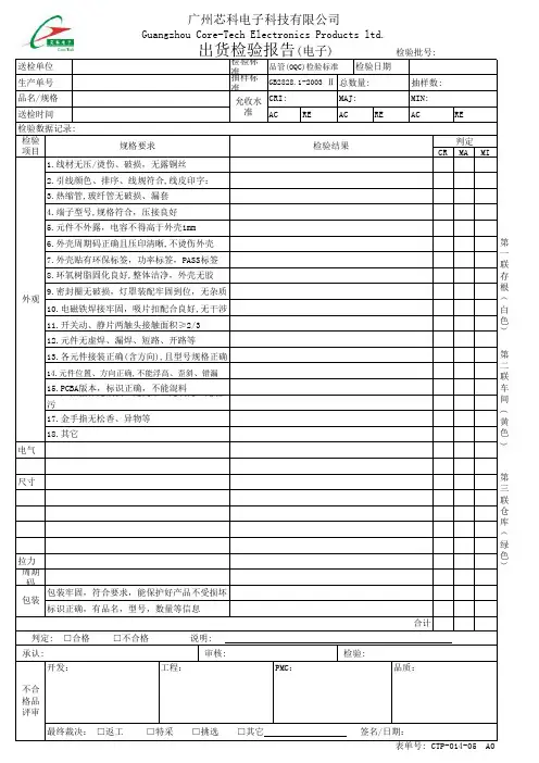 电子出货检验报告