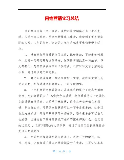 网络营销实习总结 2
