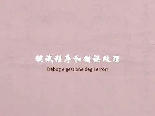 调试程序和错误处理