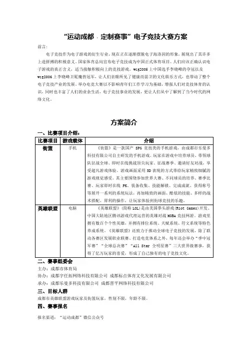 电竞比赛方案