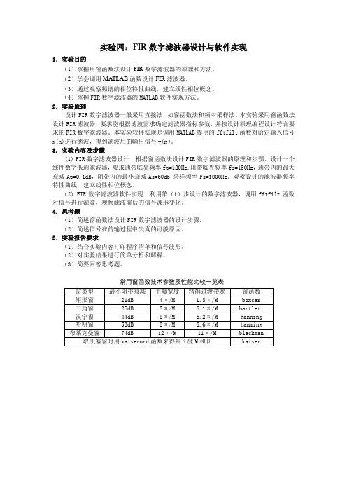 FIR数字滤波器设计与软件实现