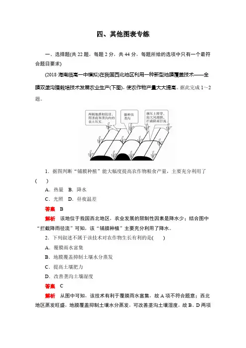 2020届高考地理一轮(新课标通用)训练检测：四、其他图表专练 Word版含解析