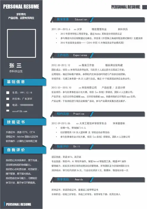 运营专员 求职简历