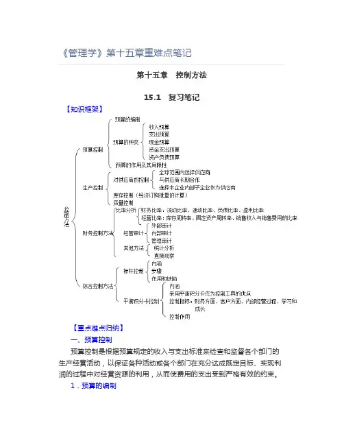 《管理学》第十五章重难点笔记