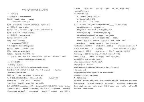 (人教版PEP)六年级英语下册期末语法复习项目