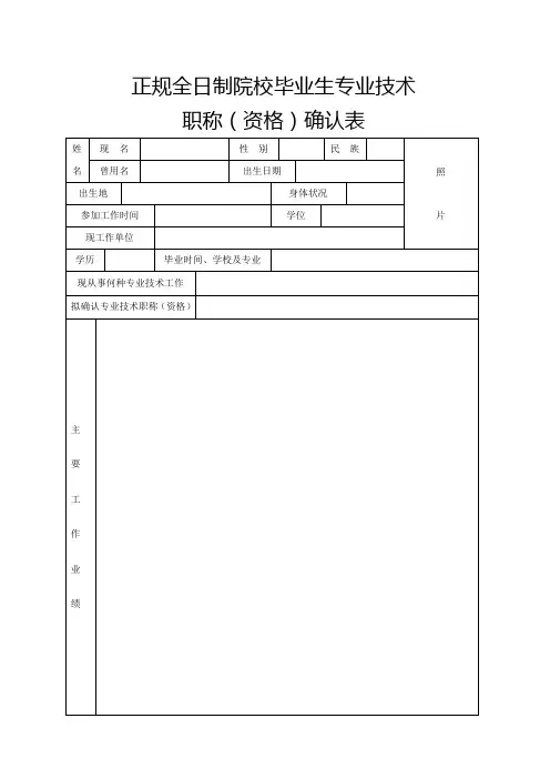 职称(资格)确认表