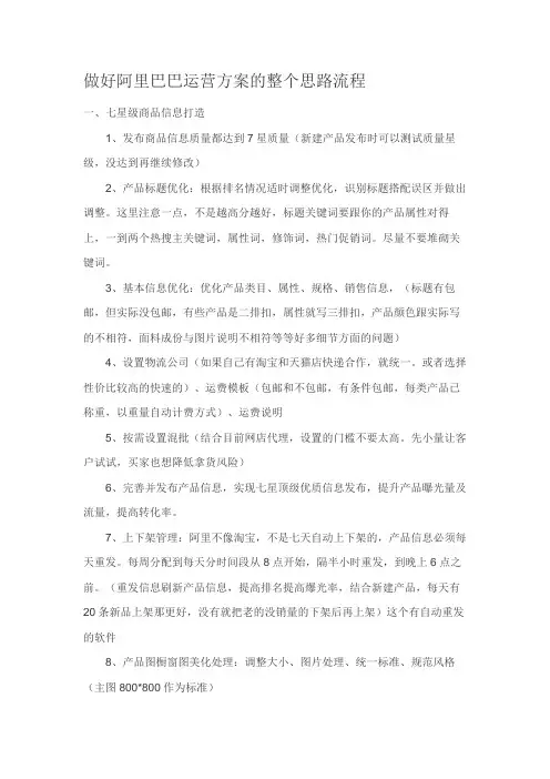 做好阿里巴巴运营方案的整个思路流程
