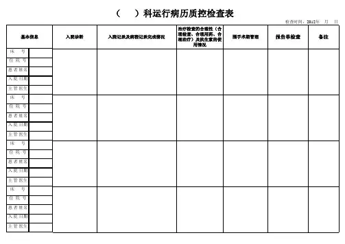 运行病历质控表格