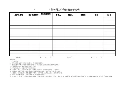 工作任务进度管控表