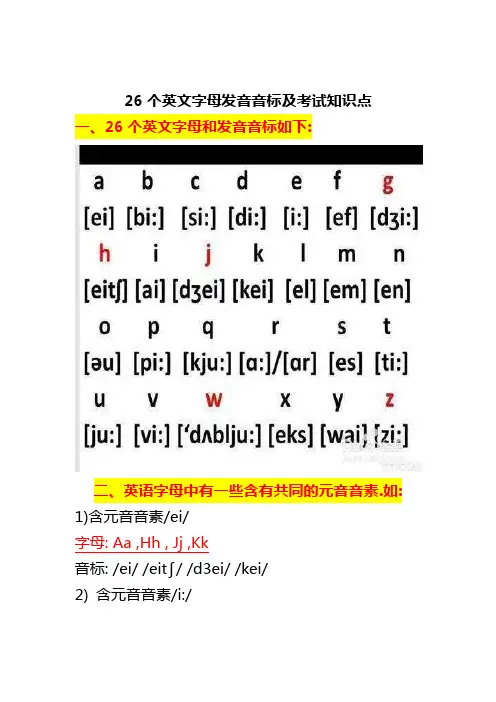 26个英文字母发音音标及考试知识点