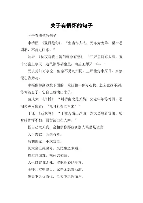 关于有情怀的句子