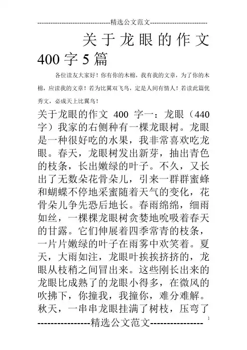 关于龙眼的作文400字5篇
