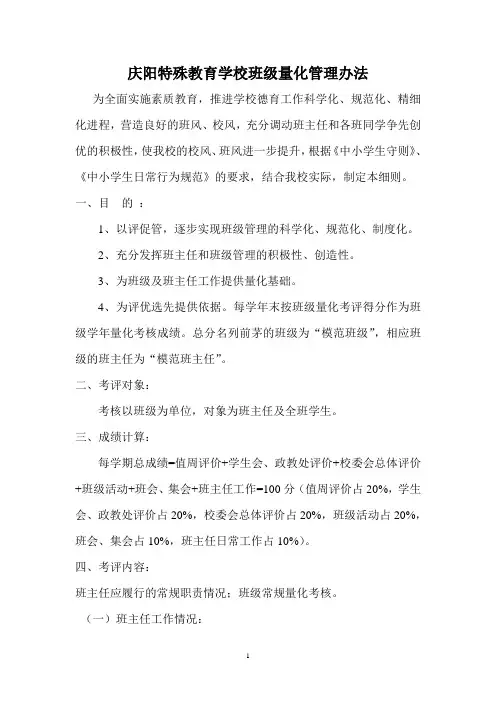 班级量化考核制度