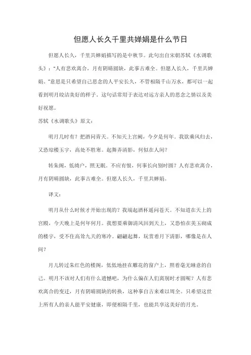 但愿人长久千里共婵娟是什么节日