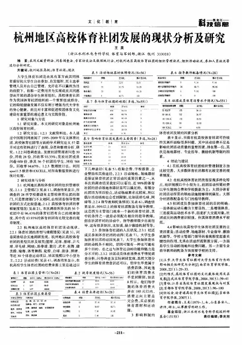 杭州地区高校体育社团发展的现状分析及研究