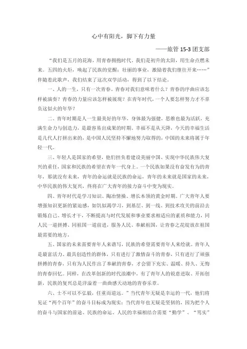 心中有阳光,脚下有力量总结