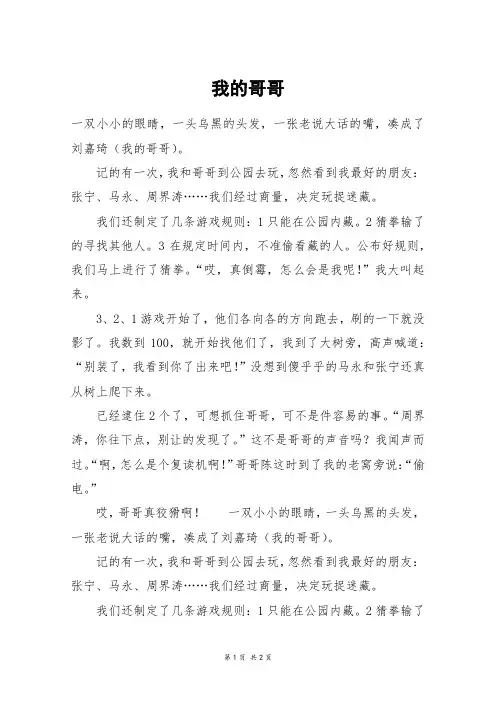 我的哥哥_初一作文