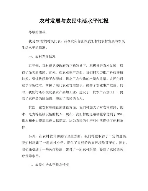 农村发展与农民生活水平汇报