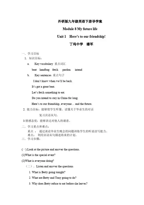 外研版九年级下册英语：Moudle8导学案