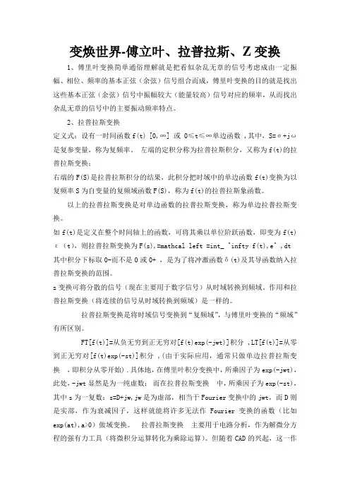 变焕世界-傅立叶、拉普拉斯、Z变换 汇总对比