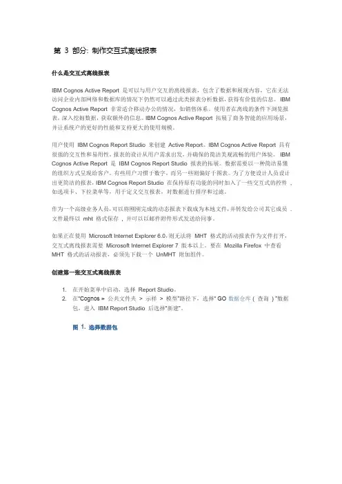 Cognos10 制作交互式离线报表