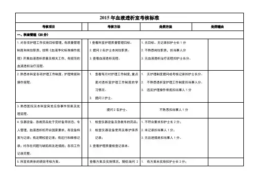 血液透析室考核标准