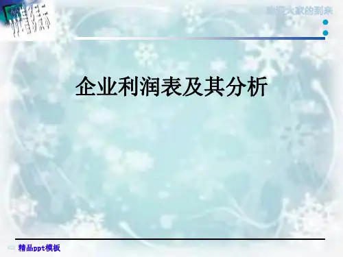 企业利润表及其分析