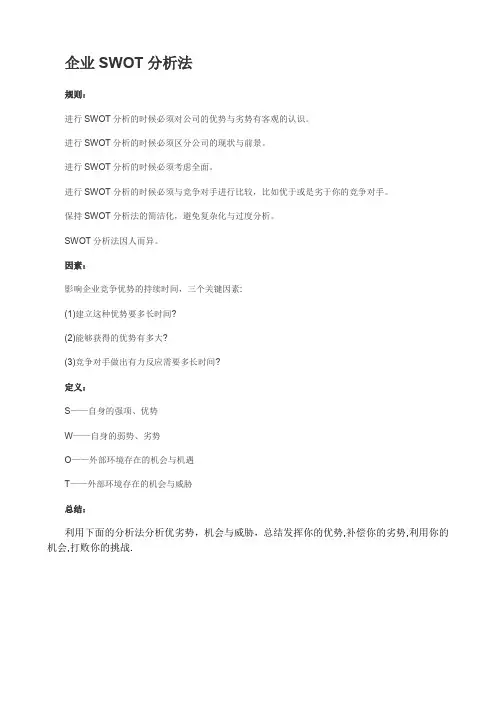 企业SWOT态势分析法