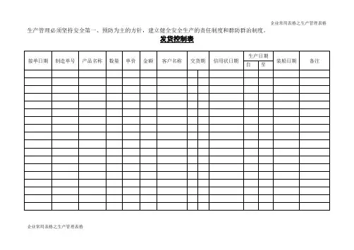 发货控制表
