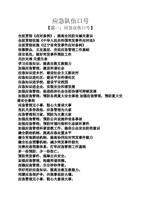 口号标语之应急队伍口号