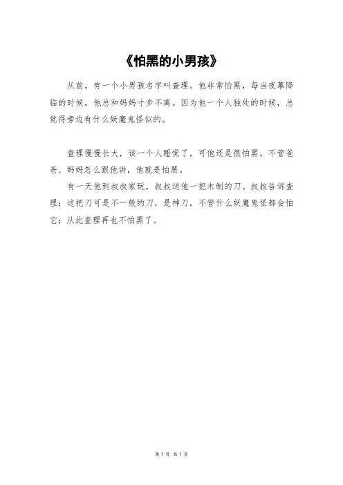 《怕黑的小男孩》_二年级作文