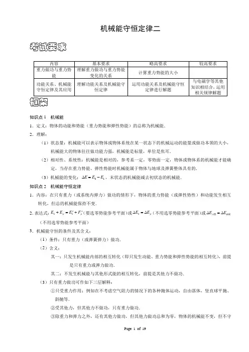 机械能守恒定律二(A级)
